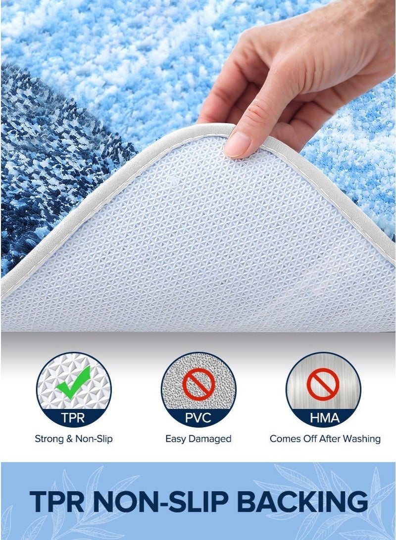 ميرتينج سجادة حمام سميكة 80 × 50 سم، سجادة شينيل ناعمة ماصة، سريعة الجفاف، سجادات من الألياف الدقيقة، دعامة مطاطية TPR قابلة للغسل، سجادات أرضية للاستحمام، مصممة لممر حمام، إكسسوارات ديكور منزلي للحمام باللون الأزرق - Image 4