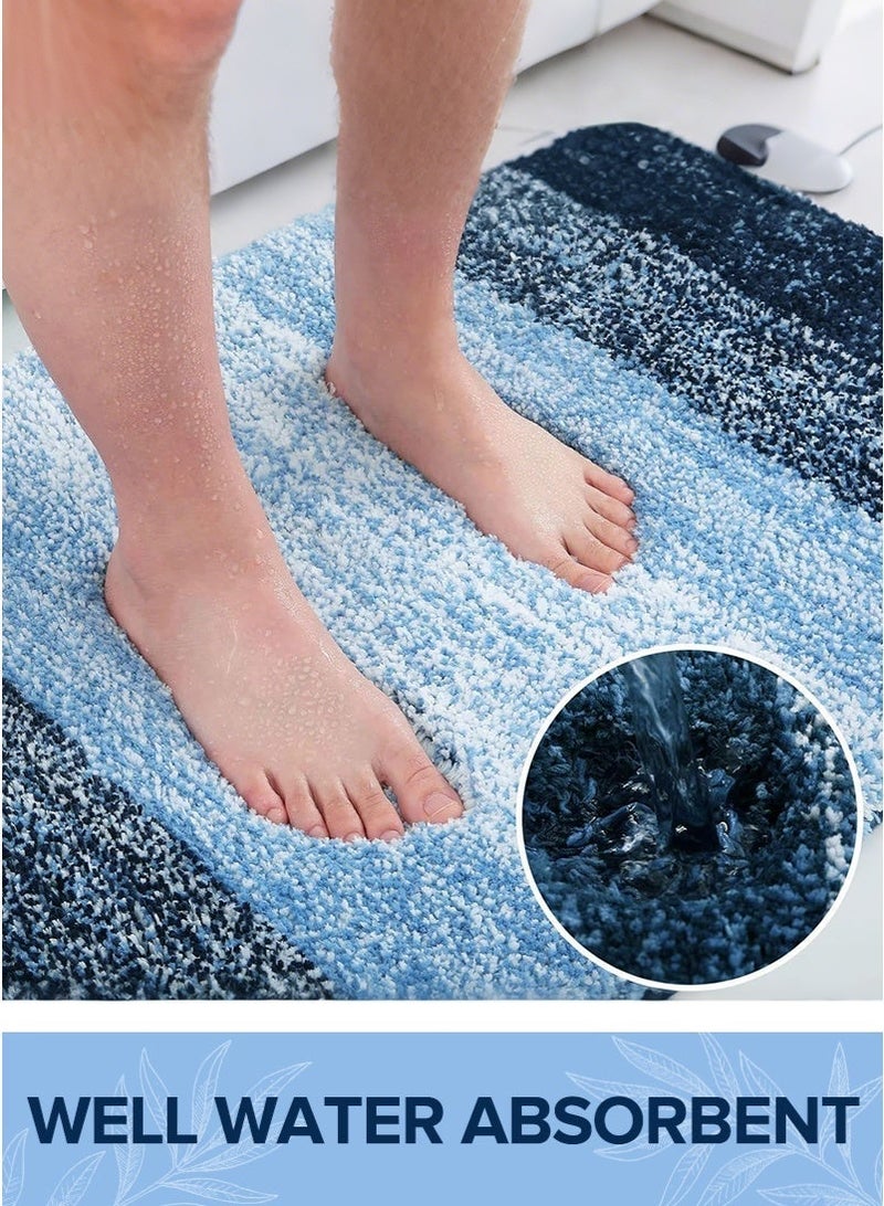 ميرتينج سجادة حمام سميكة 80 × 50 سم، سجادة شينيل ناعمة ماصة، سريعة الجفاف، سجادات من الألياف الدقيقة، دعامة مطاطية TPR قابلة للغسل، سجادات أرضية للاستحمام، مصممة لممر حمام، إكسسوارات ديكور منزلي للحمام باللون الأزرق - Image 3