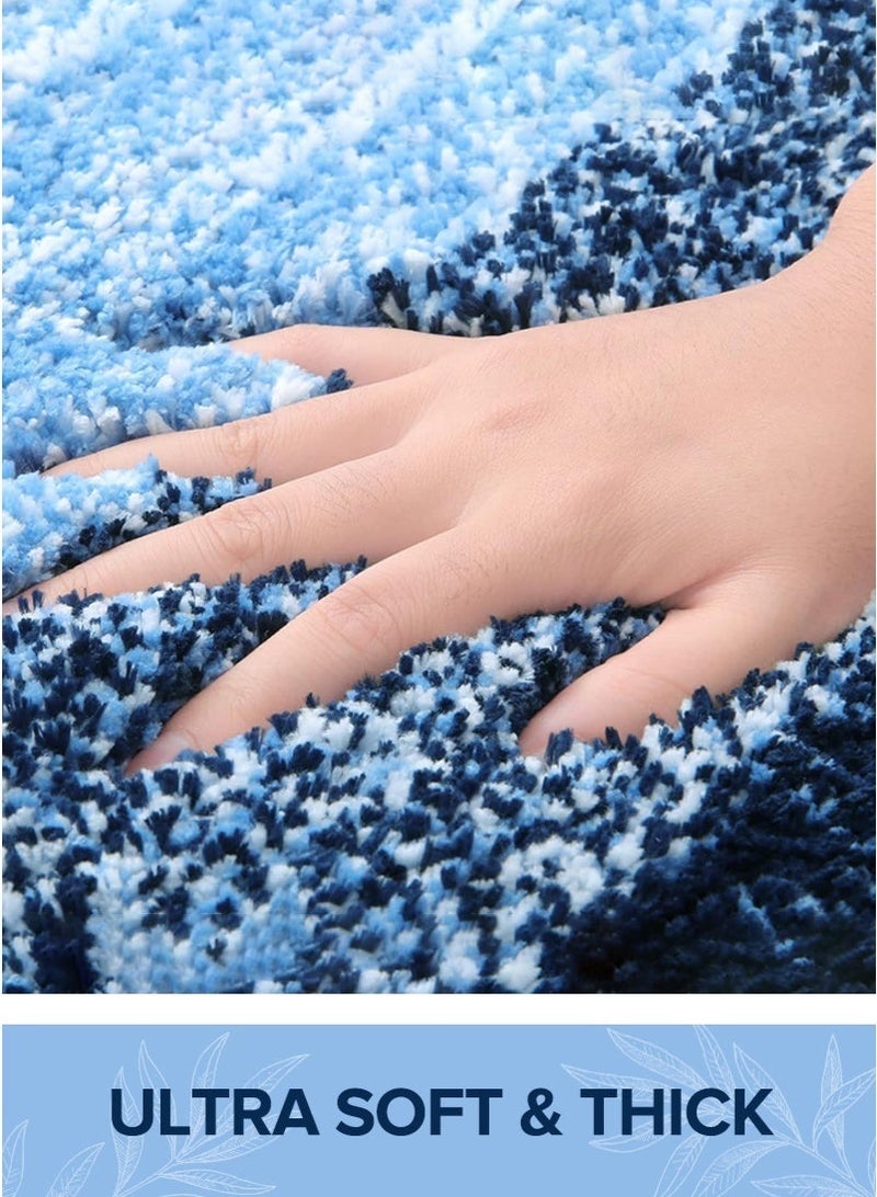 ميرتينج سجادة حمام سميكة 80 × 50 سم، سجادة شينيل ناعمة ماصة، سريعة الجفاف، سجادات من الألياف الدقيقة، دعامة مطاطية TPR قابلة للغسل، سجادات أرضية للاستحمام، مصممة لممر حمام، إكسسوارات ديكور منزلي للحمام باللون الأزرق - Image 2