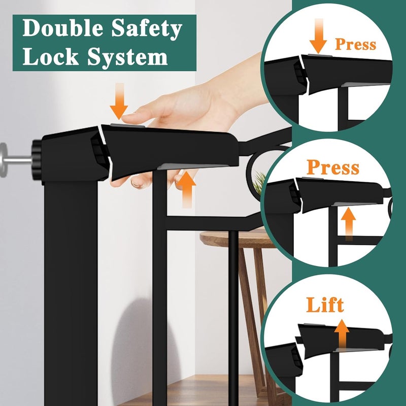 Fairy Baby Black Baby Gate with DoorWalk Through Baby Gates for Stairs Pressure Mounted no DrillIndoor Tension Metal Child Pet Dog Safety Gate 59846259 Wide - Image 3