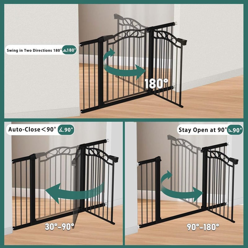 Fairy Baby Black Baby Gate with DoorWalk Through Baby Gates for Stairs Pressure Mounted no DrillIndoor Tension Metal Child Pet Dog Safety Gate 59846259 Wide - Image 4