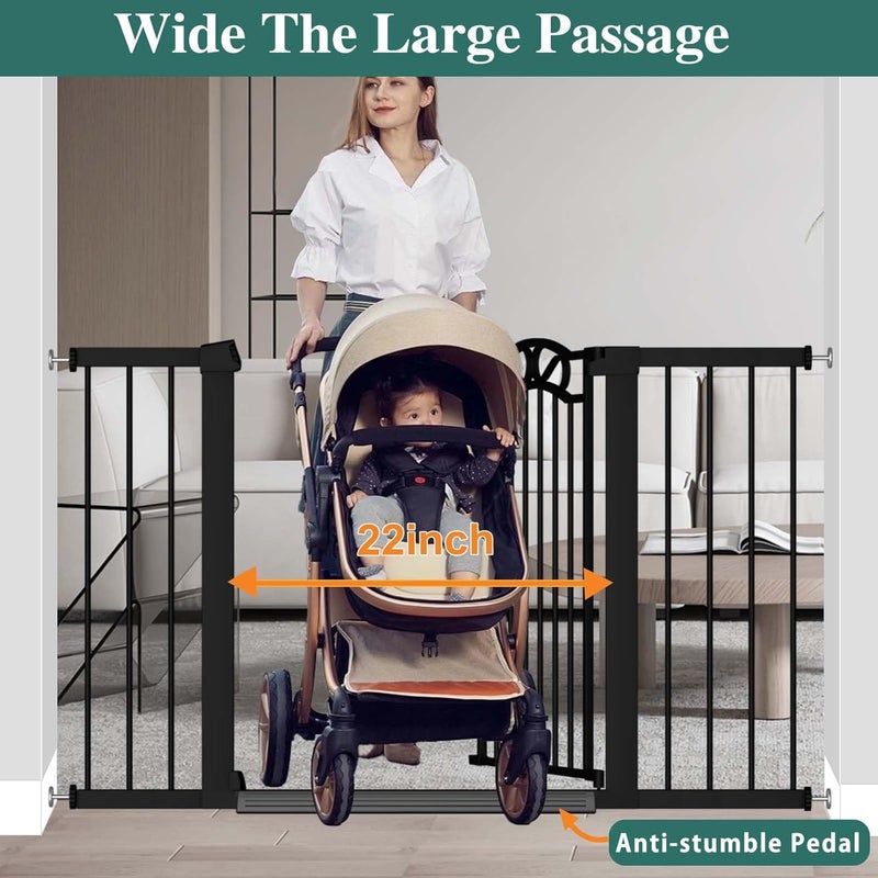 Fairy Baby Black Baby Gate with DoorWalk Through Baby Gates for Stairs Pressure Mounted no DrillIndoor Tension Metal Child Pet Dog Safety Gate 59846259 Wide - Image 5