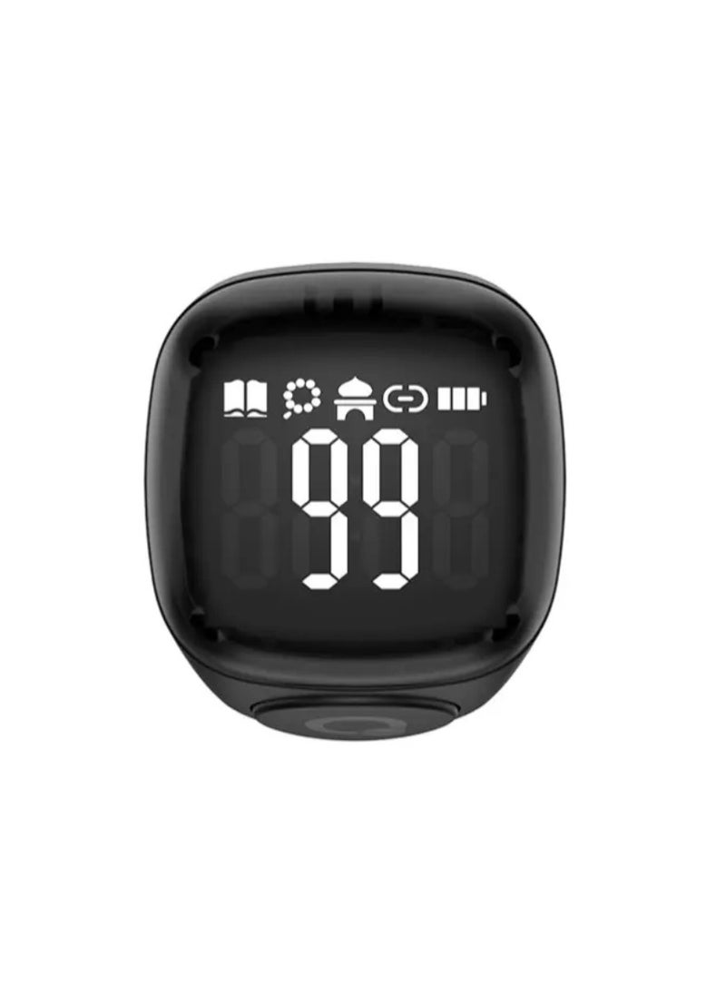 iQIBLA Smart Tasbih Zikr Ring Wide Display 1.5CM Powerful Battery Backup Upto 7 Days OLED Display Noor Smart Ring App Operated Tasbih Counter Prayer Reminder Technology Plastic 22MM Ring Black  - Image 3