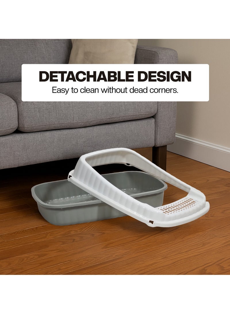 NNC PETS Semi-enclosed cat litter box with Litter scoop, High sides, Grid design, and detachable design, Durable lightweight cat toilet, Suitable for Indoor/Outdoor use, Easy to clean, 37 cm (Grey) - Image 4