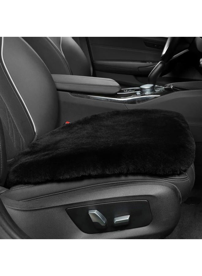 IRIWOOL Luxury Genuine Sheepskin Auto Seat Cover, Soft Wool Seat Pad Warm for Car and Office Chair Non-Slip Universal Fit, 19.2 Inch x19.2 Inch (Front seat Cushion 1pc, Black) - Image 2