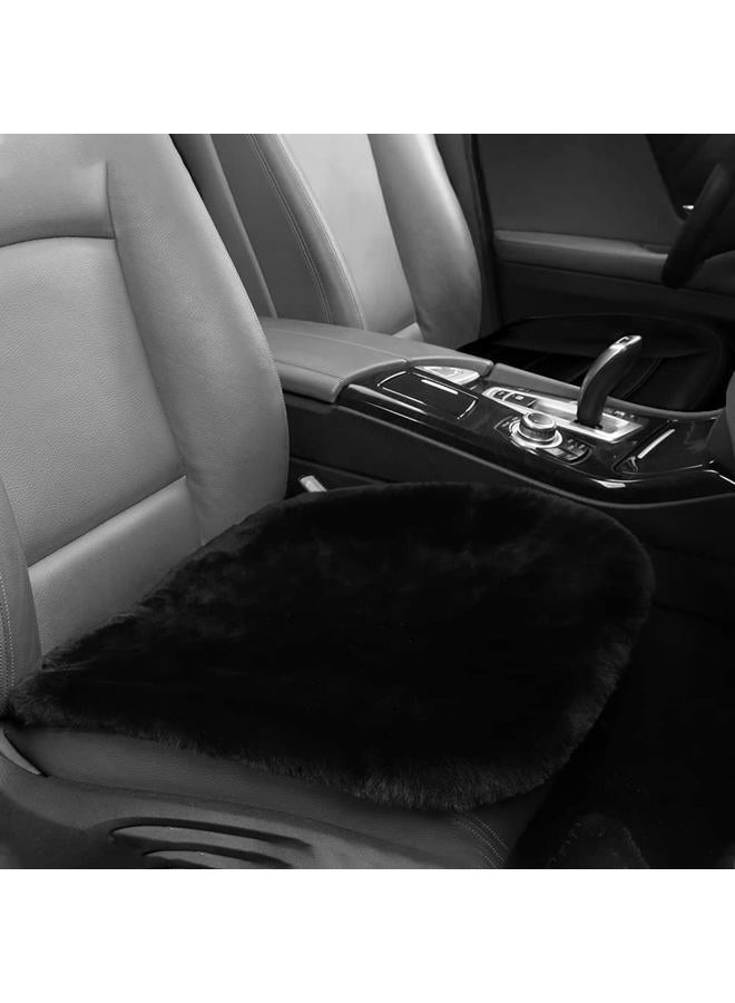 IRIWOOL Luxury Genuine Sheepskin Auto Seat Cover, Soft Wool Seat Pad Warm for Car and Office Chair Non-Slip Universal Fit, 19.2 Inch x19.2 Inch (Front seat Cushion 1pc, Black) - Image 1