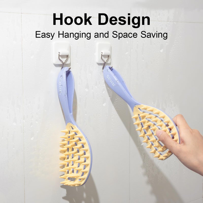 RHOS Scalp Massager, Shampoo Brush with Handle, Curved Vented Hair Scrubber, Scalp Brush for Wet & Dry Hair (Purple) - Image 5