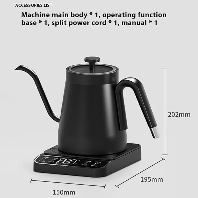 Tengcang Gooseneck Electric Kettle With Temperature Control Brewing Transparent Lid Stainless Steel Kettle 08L 1350W 90 Vertical Pouring Spout Quiet Rapid Heating BoilDry Protection For CoffeeTea - Image 3