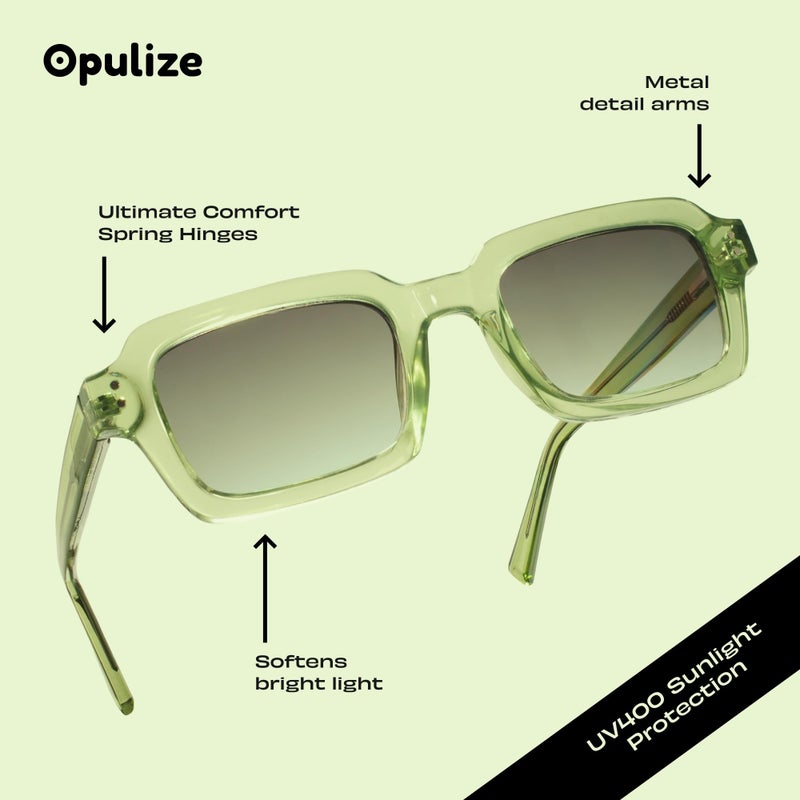 OPULIZE EDG Sunglasses for Men & Women - Vintage Rectangular Transparent Frame with Spring Hinges - Trendy Retro Sunglasses with UV400 Protection Lenses - Transparent Black with Black Lenses - Image 4