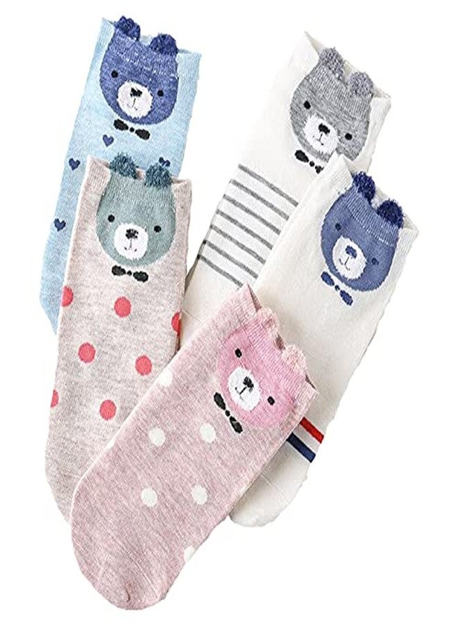 Missby® Girl's Cute Animal Printed Ankle Cotton Socks (Pack of 5, Multicolor) (STYLE-PA) - Image 1