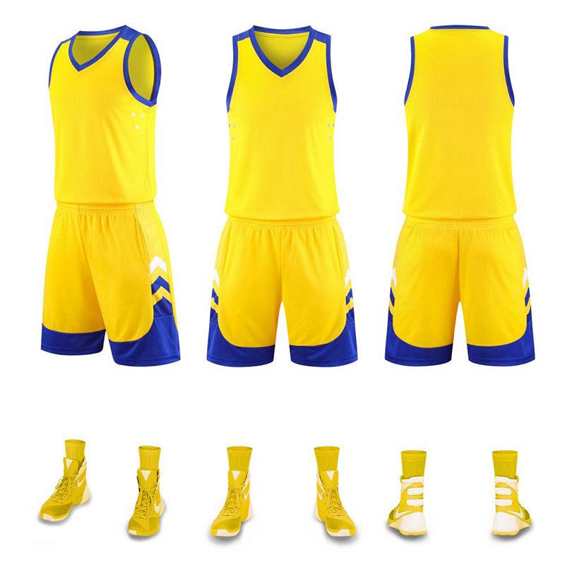 Generic Wholesale New Basketball Uniform Suit Mens Group Purchase Primary and Secondary School Student Sports Jersey Quick-Drying Training Camp Basketball Jersey Yellow 886