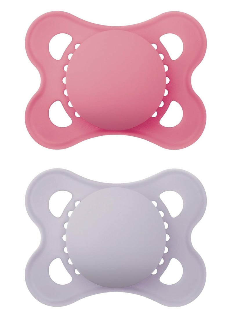 MAM MAM Original Matte Baby Pacifier, Shape Helps Promote Healthy Oral Development, Sterilizer Case, 2 Pack, 0-6 Months, Girl,2 Count (Pack of 1) 