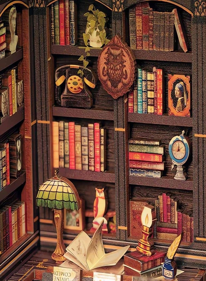 Hands Craft DIY Miniature Kit Book Nook - Owl Bookstore | Enchanting Nocturnal Library | Whimsical Design, Vintage Charm | Cozy Bookshelf Decor | Wonderful Gift for Book & Owl Lovers - Image 3