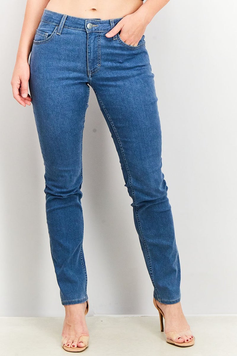 MUSTANG Women Five Pocket Slim Jeans, Blue Washed - Image 1