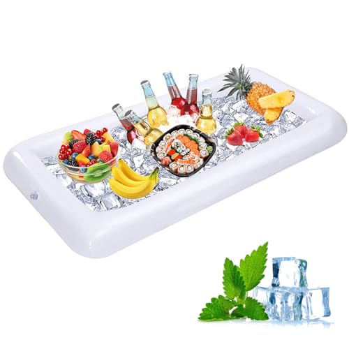 Proberos® Inflatable Ice Pool for Party Liquor Serving Buffet Ice Serving Buffet Bar with Drain Plug BBQ Picnic Pool Party Supplies Buffet Salad Food & Drinks Tray, 53x25.6 inches - Image 1