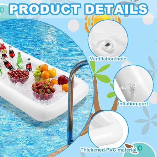 Proberos® Inflatable Ice Pool for Party Liquor Serving Buffet Ice Serving Buffet Bar with Drain Plug BBQ Picnic Pool Party Supplies Buffet Salad Food & Drinks Tray, 53x25.6 inches - Image 2