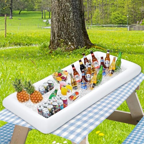 Proberos® Inflatable Ice Pool for Party Liquor Serving Buffet Ice Serving Buffet Bar with Drain Plug BBQ Picnic Pool Party Supplies Buffet Salad Food & Drinks Tray, 53x25.6 inches - Image 5