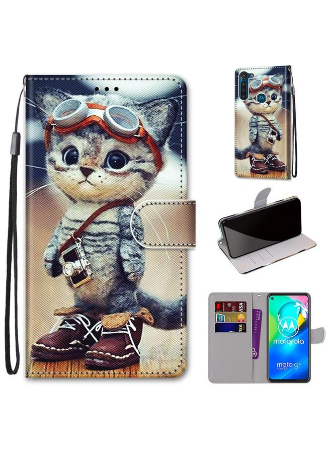 اس-توب جراب لهاتف Motorola Moto G8 Power، جراب من جلد البولي يوريثان قابل للطي أفقيًا، مزين برسومات متقاطعة ملونة، مع حامل وفتحات للبطاقات ومحفظة وحبل تعليق - Image 1