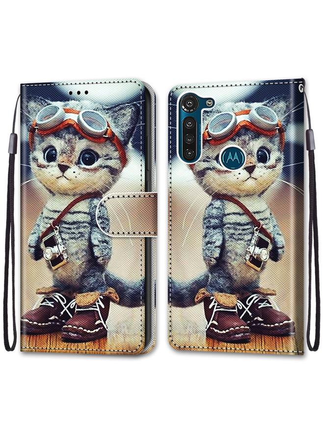 اس-توب جراب لهاتف Motorola Moto G8 Power، جراب من جلد البولي يوريثان قابل للطي أفقيًا، مزين برسومات متقاطعة ملونة، مع حامل وفتحات للبطاقات ومحفظة وحبل تعليق - Image 2