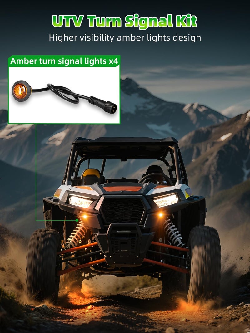 VI9000 UTV Turn Signal Kit with Horn, Pre-Wired Plug and Play Universal Street Legal UTV ATV Blinker Kit with Rocker Switch, Hazard Light Compatible with Polaris, Can-Am, Kawasaki, CFMOTO - Image 4