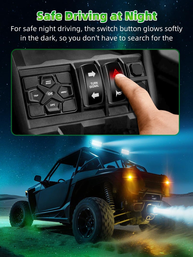 VI9000 UTV Turn Signal Kit with Horn, Pre-Wired Plug and Play Universal Street Legal UTV ATV Blinker Kit with Rocker Switch, Hazard Light Compatible with Polaris, Can-Am, Kawasaki, CFMOTO - Image 5