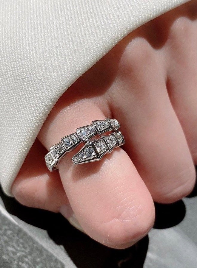 PORSTOO 2PCS Open Ring with Zircon for Women | Ring for Ladies | Size adjustable | Snake-shaped Design | Suitable for Daily Wear - Image 2