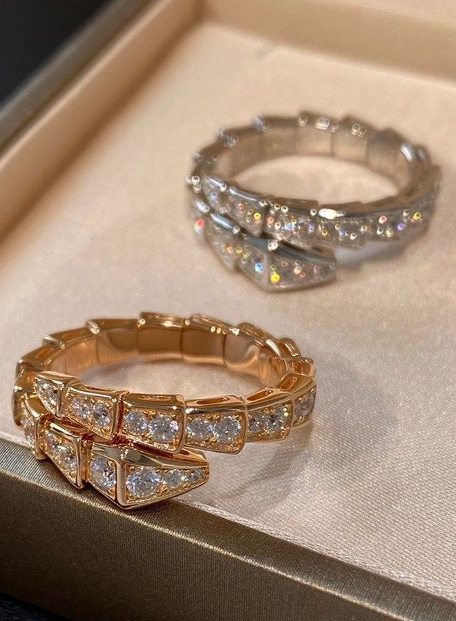 PORSTOO 2PCS Open Ring with Zircon for Women | Ring for Ladies | Size adjustable | Snake-shaped Design | Suitable for Daily Wear - Image 4