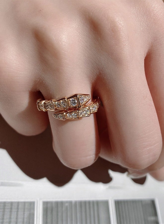 PORSTOO 2PCS Open Ring with Zircon for Women | Ring for Ladies | Size adjustable | Snake-shaped Design | Suitable for Daily Wear - Image 3