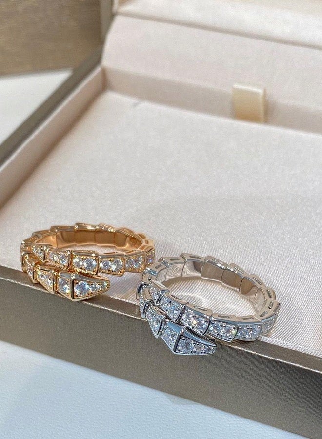 PORSTOO 2PCS Open Ring with Zircon for Women | Ring for Ladies | Size adjustable | Snake-shaped Design | Suitable for Daily Wear - Image 5