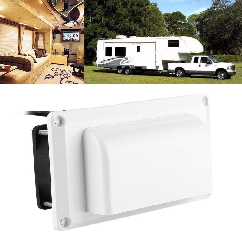 Camrusic أغطية فتحة التهوية الجانبية RV 12V 25W مروحة شفط تهوية لمنزل متنقل، عربة سكنية، مقطورة، كامبر، قارب، يخت بحري - أبيض - Image 1