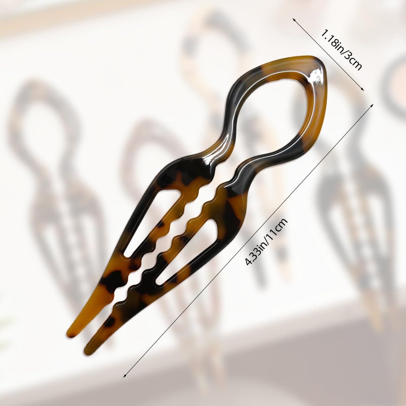 hurifeng 4PCS Prestige French Hair Pins for Women - Acetate Hair Clips for Thick, Thin, Fine Hair - Decorative Bun Styling Barrettes in Black & Blonde(A) - Image 2