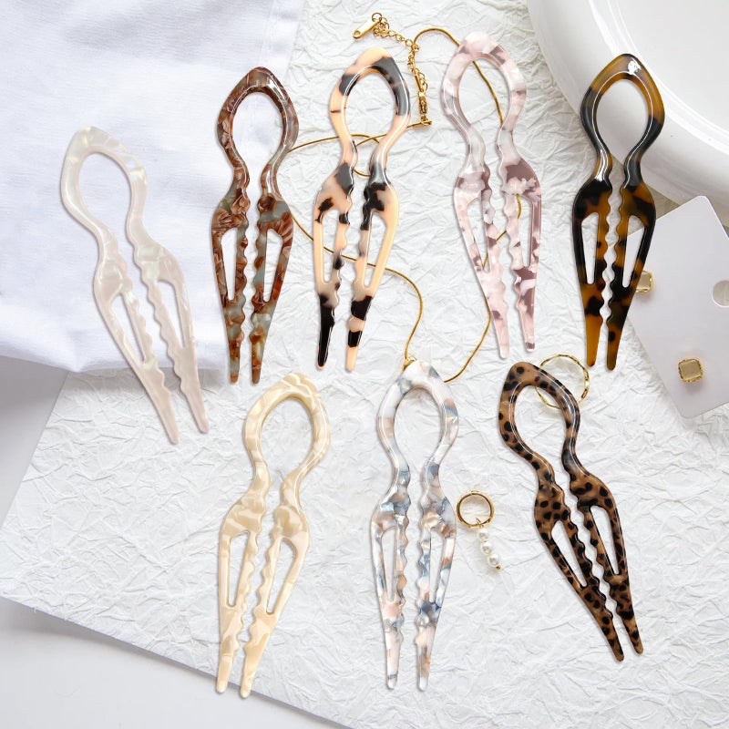 hurifeng 4PCS Prestige French Hair Pins for Women - Acetate Hair Clips for Thick, Thin, Fine Hair - Decorative Bun Styling Barrettes in Black & Blonde(A) - Image 4