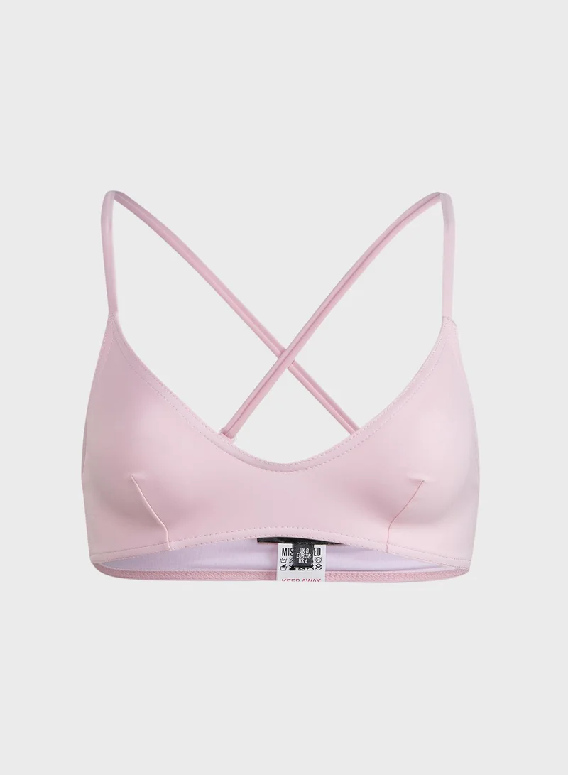 Miss Selfridge V Scoop Cross Back Bikini Top