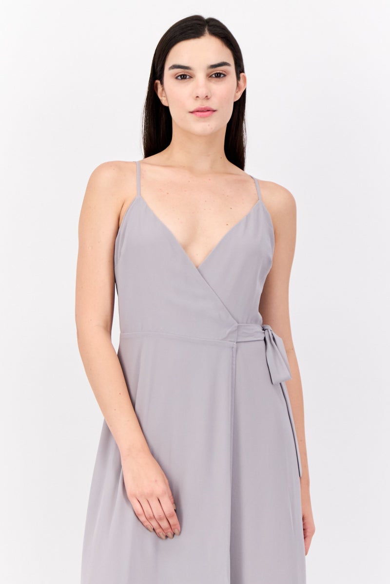 Lulus Women Solid Maxi Dress, Grey - Image 2