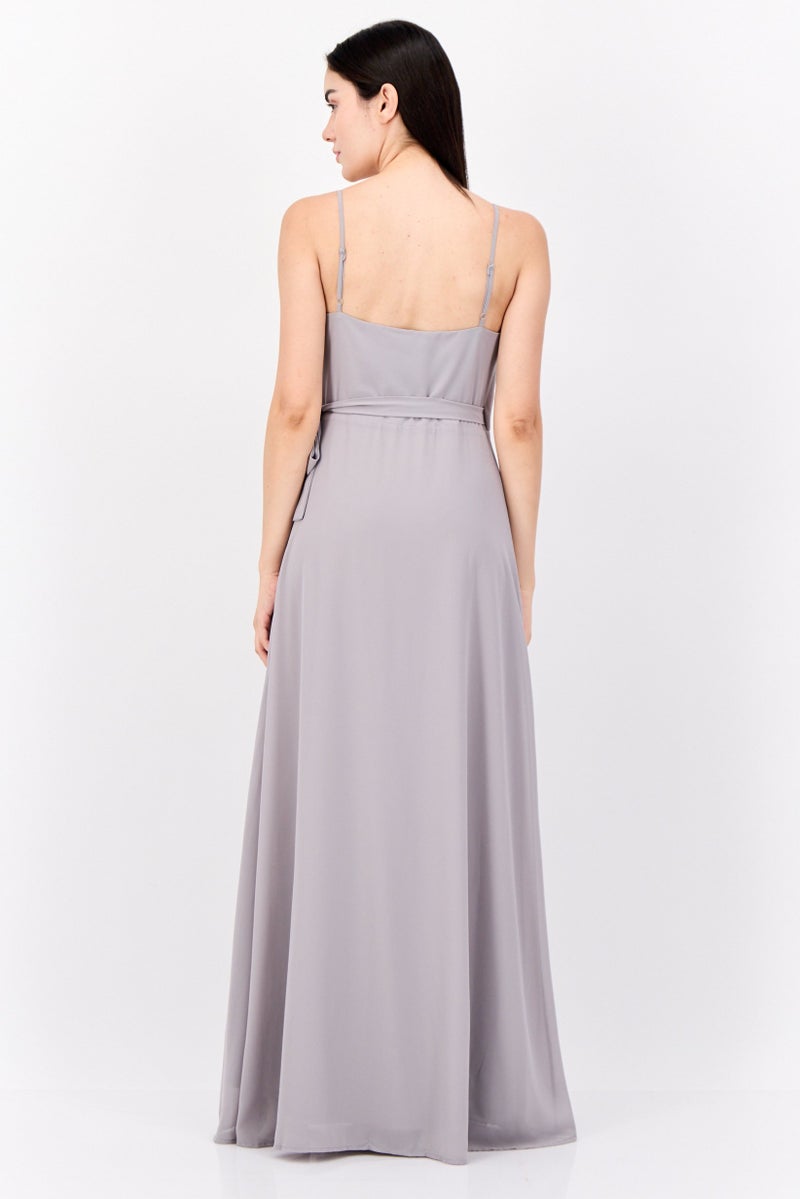 Lulus Women Solid Maxi Dress, Grey - Image 4