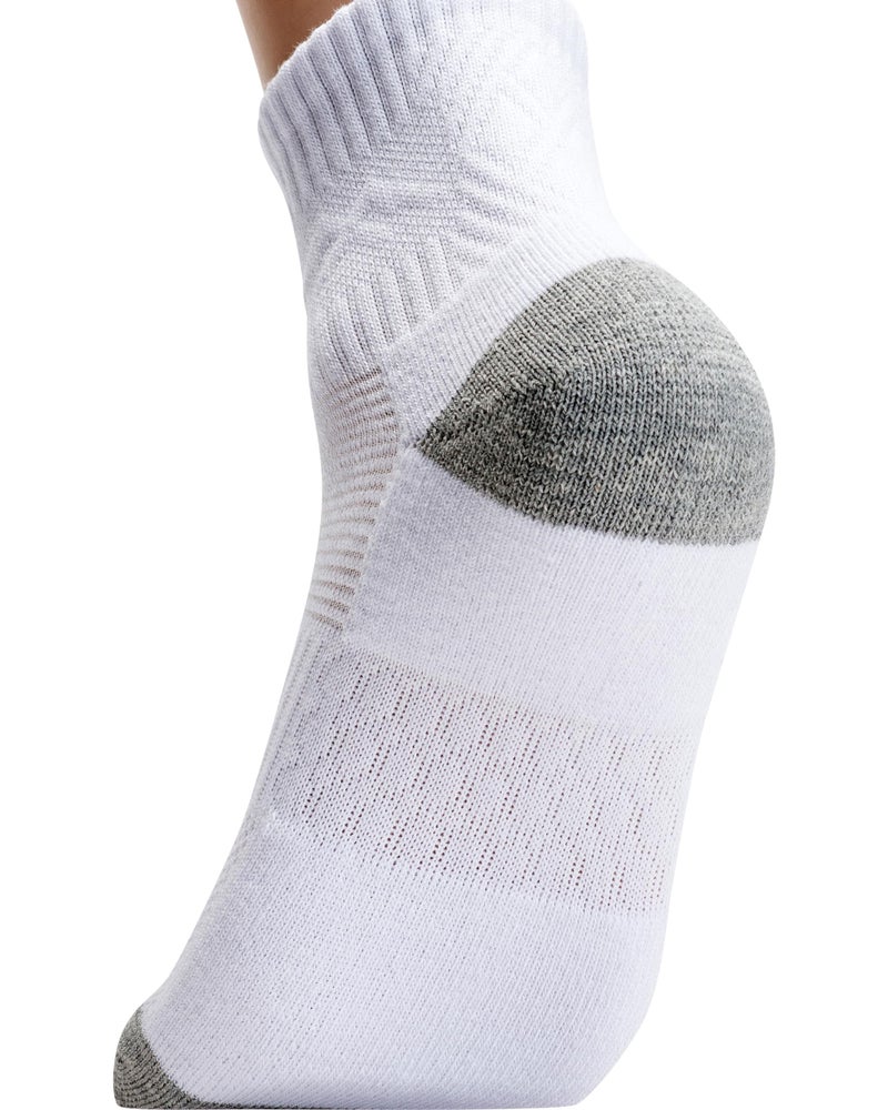 Pro Mountain Wide Toe Box For Health Cotton Compression Ankle Socks Athletic Hiking Mesh Quarter Length Size S Women 6-8 White 6 Pairs No Logo - Image 3