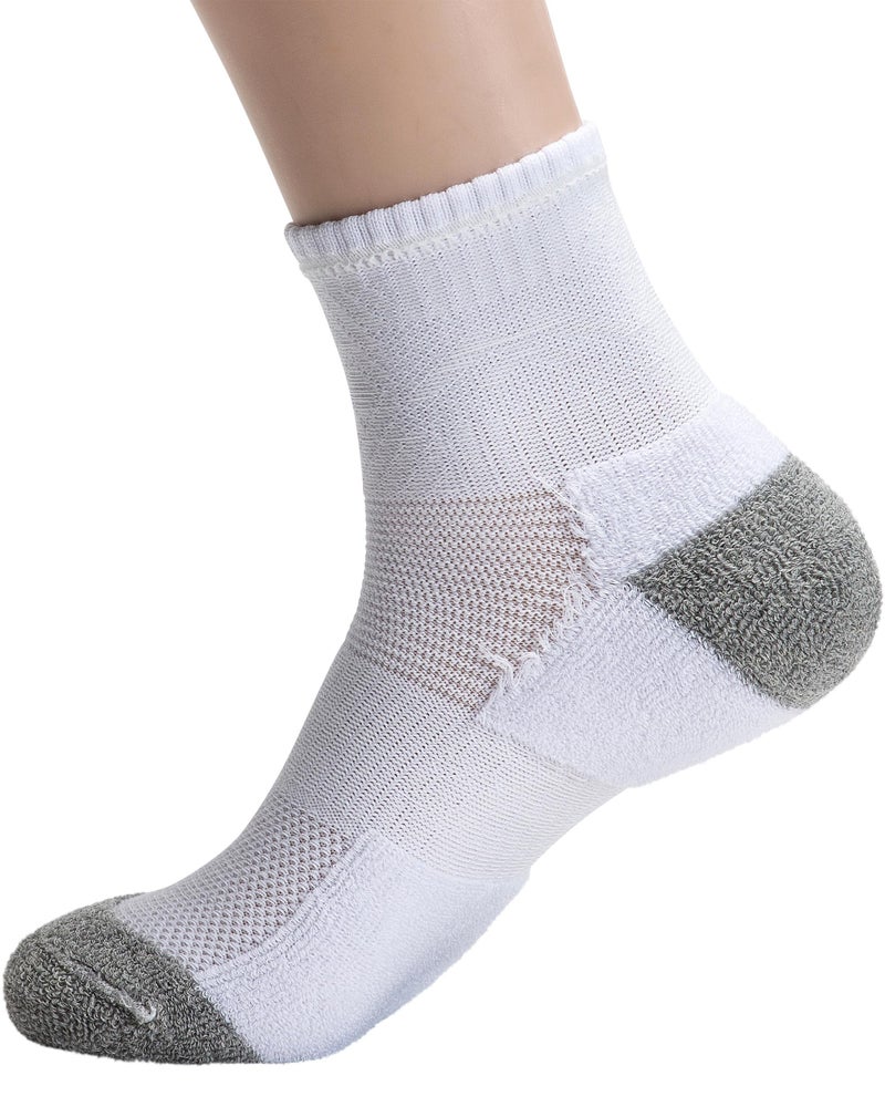 Pro Mountain Wide Toe Box For Health Cotton Compression Ankle Socks Athletic Hiking Mesh Quarter Length Size S Women 6-8 White 6 Pairs No Logo - Image 4