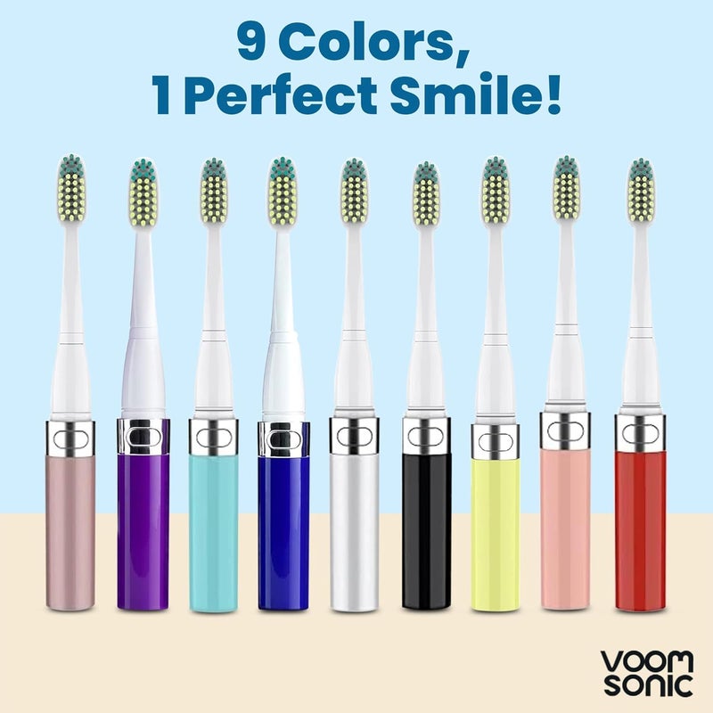 VOOM SONIC Go 1 Series Travel Electric Toothbrush, Travel Toothbrushes - Battery Operated Toothbrush for Adults and Kids, Dentist Recommended Toothbrush, Portable with 2 Minute Timer (Silver) - Image 4