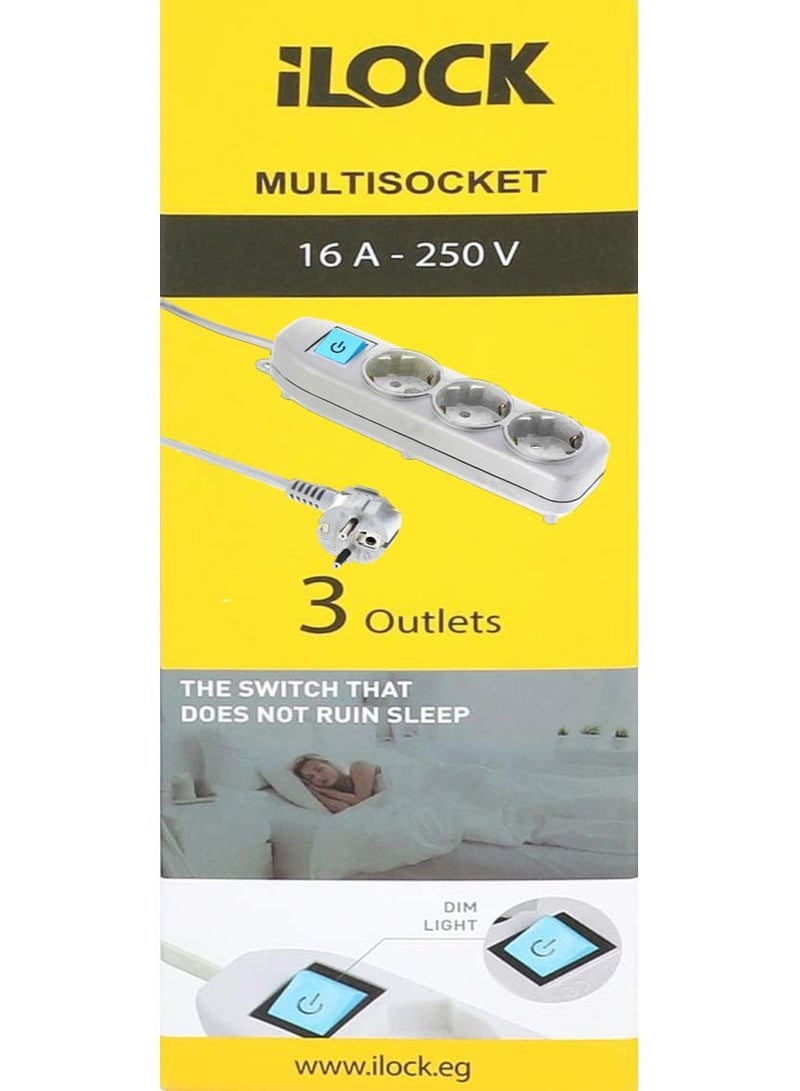 باور لوك اي لوك مشترك 3 مخرج بمفتاح 16 امبير ابيض - Image 3