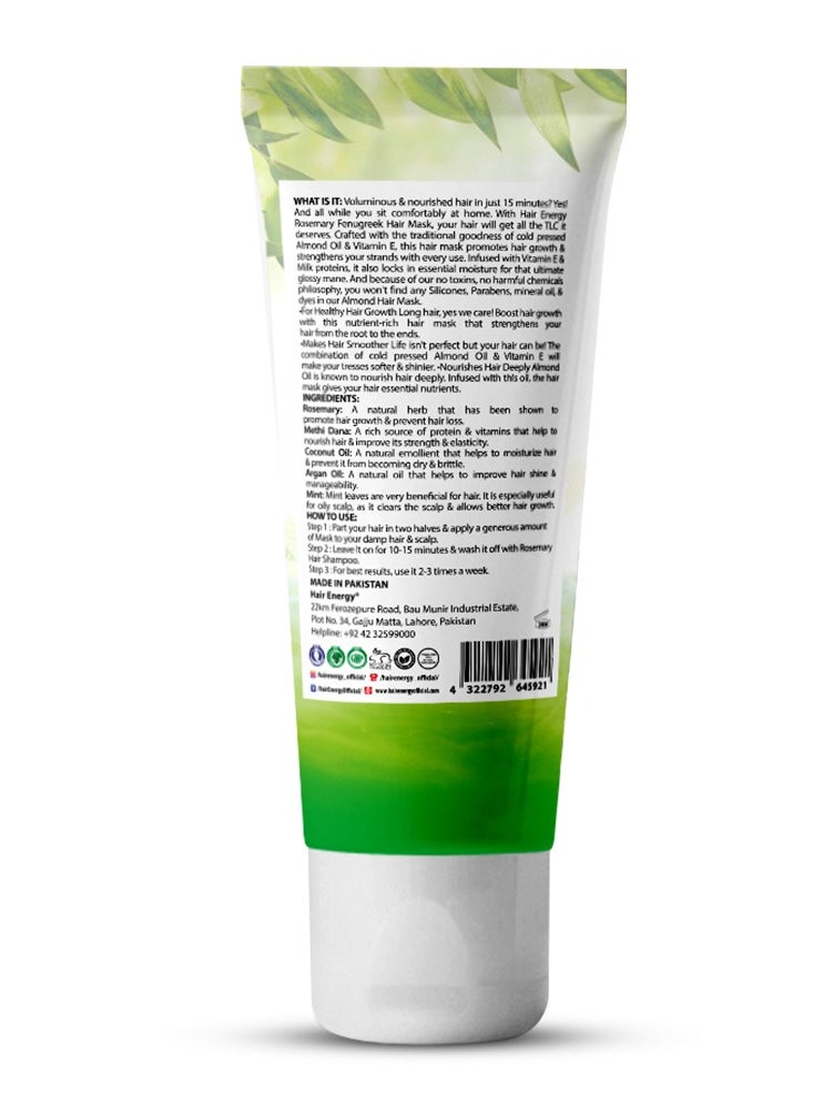 Hair Energy - Hair Energy Rosemary Hair Mask | Hair Growth & Shine | Stimulates Hair Growth | Shiny, Soft & Manageable Hair | Rosemary, Argan Oil, Vitamin E | Helps with thinning hair | Paraben-free | 200 ml - Image 1