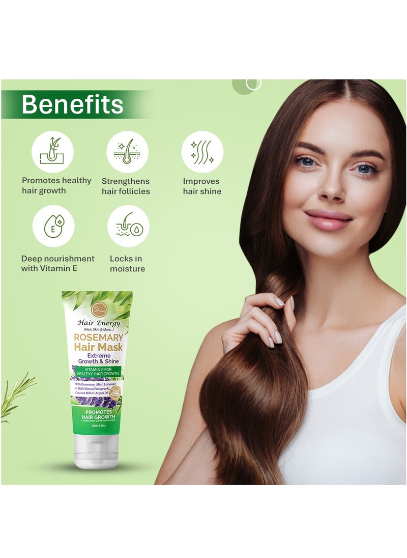 Hair Energy - Hair Energy Rosemary Hair Mask | Hair Growth & Shine | Stimulates Hair Growth | Shiny, Soft & Manageable Hair | Rosemary, Argan Oil, Vitamin E | Helps with thinning hair | Paraben-free | 200 ml - Image 1