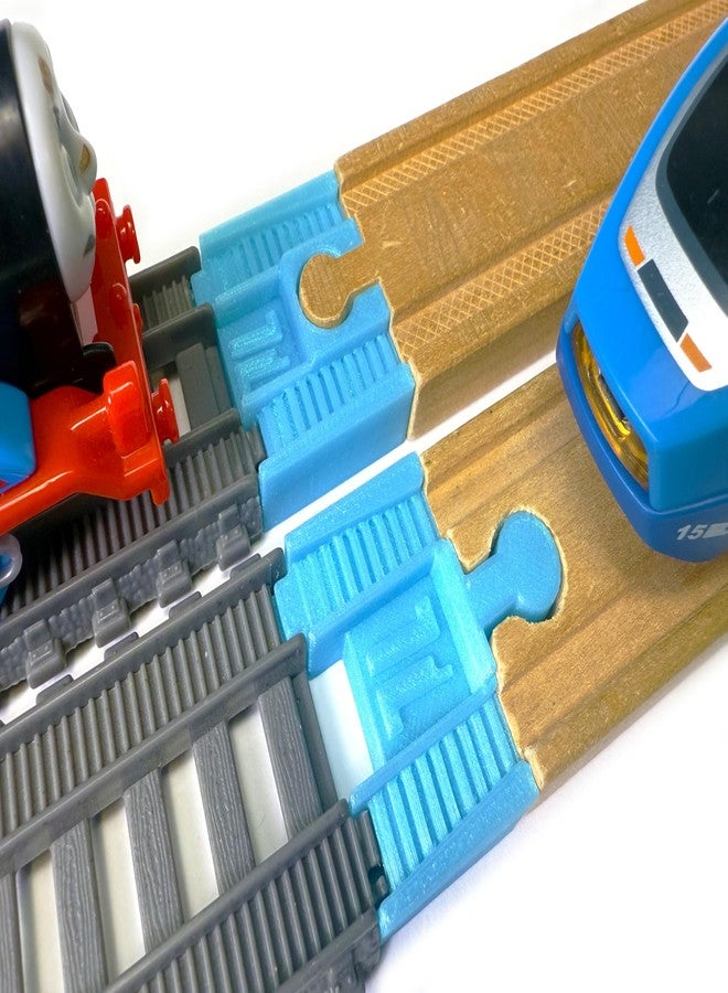 TrainLab.com Adapters, Compatible with Thomas & Friends Trackmaster Gray 2014 and Wooden Railway Tracks, Essential Trackmaster and Wooden Track Accessories (2pc) Light Blue - Image 1