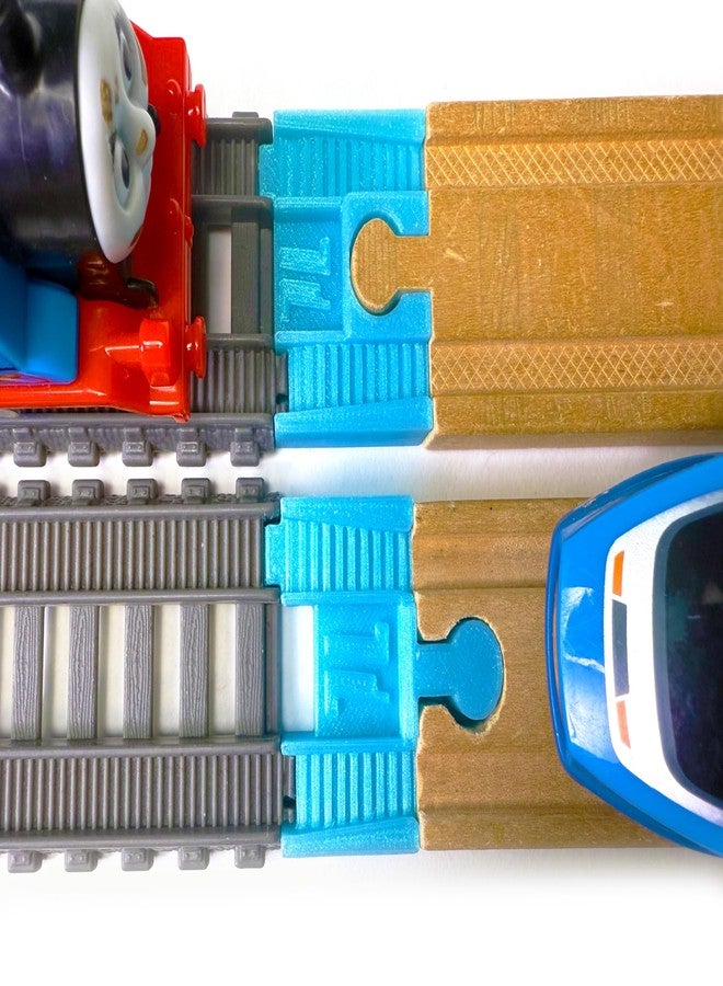 TrainLab.com Adapters, Compatible with Thomas & Friends Trackmaster Gray 2014 and Wooden Railway Tracks, Essential Trackmaster and Wooden Track Accessories (2pc) Light Blue - Image 2