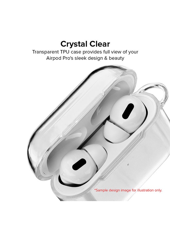 Stylizedd Classic Clear printed Case for Apple Airpods Pro Soft TPU Gel Thin Transparent Flexible Cover - Custom Monogram Initial Letter Mandala Floral Pattern Alphabet - U (Olive Green ) - Image 2