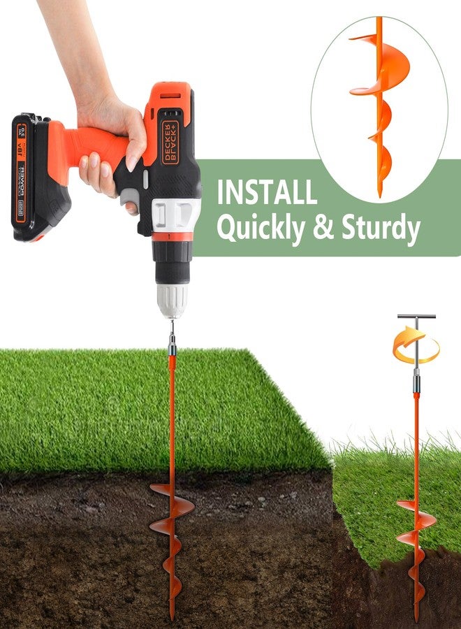 Phopich 18" Long Ground Anchor, Heavy Duty Earth Anchors 18 inch Ground Anchors Screw in Kit with T-Handle Hex Wrench for Camping Tent, Swing Sets, Securing Animals, Sheds, Trampoline(4 Pcs) (Orange) - Image 5