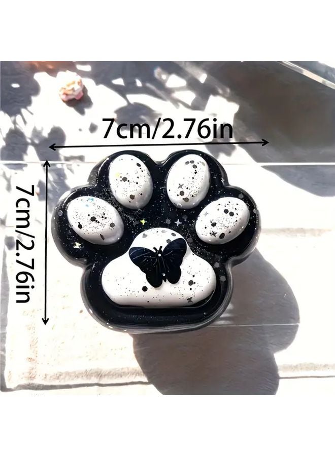 Large Cat Paw Toy Black And White Bow TPR Squeeze Butterfly With Sequins Birthday Gift - Image 3