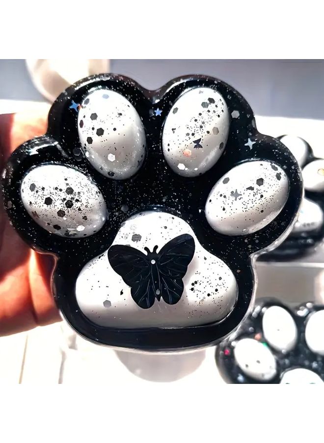 Large Cat Paw Toy Black And White Bow TPR Squeeze Butterfly With Sequins Birthday Gift - Image 2