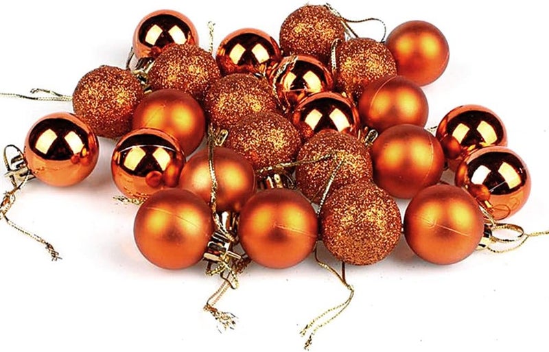 ALIMITOPIA 24pcs Christmas Ball Baubles 1.2 inches Shatterproof Plastic Hanging Balls Pendant for Tiny Xmas Tree Decoration (Tiny Size;Brown) - Image 2