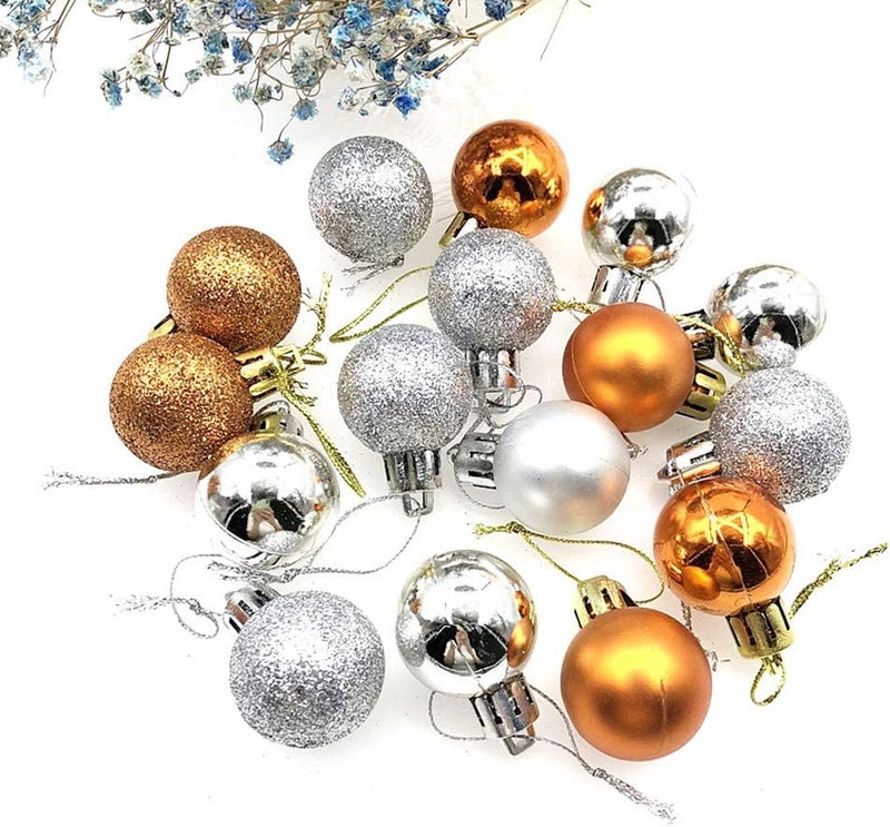 ALIMITOPIA 24pcs Christmas Ball Baubles 1.2 inches Shatterproof Plastic Hanging Balls Pendant for Tiny Xmas Tree Decoration (Tiny Size;Brown) - Image 3