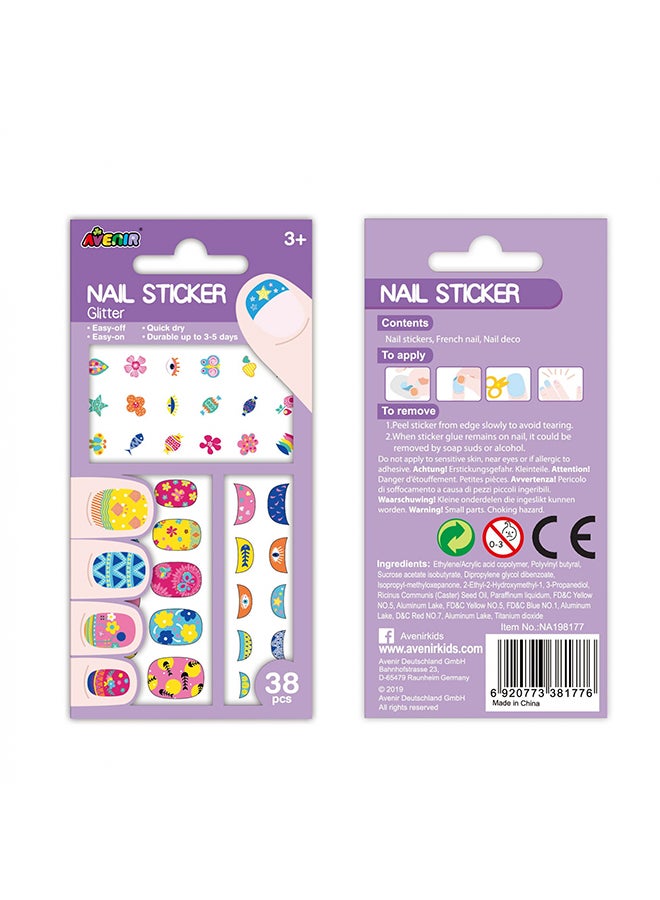Avenir ملصقات أظافر لامعة زهور | تصاميم عصرية ذات موضوع! مع ٣٨ ملصق ملون ومؤقت موضة - Image 1